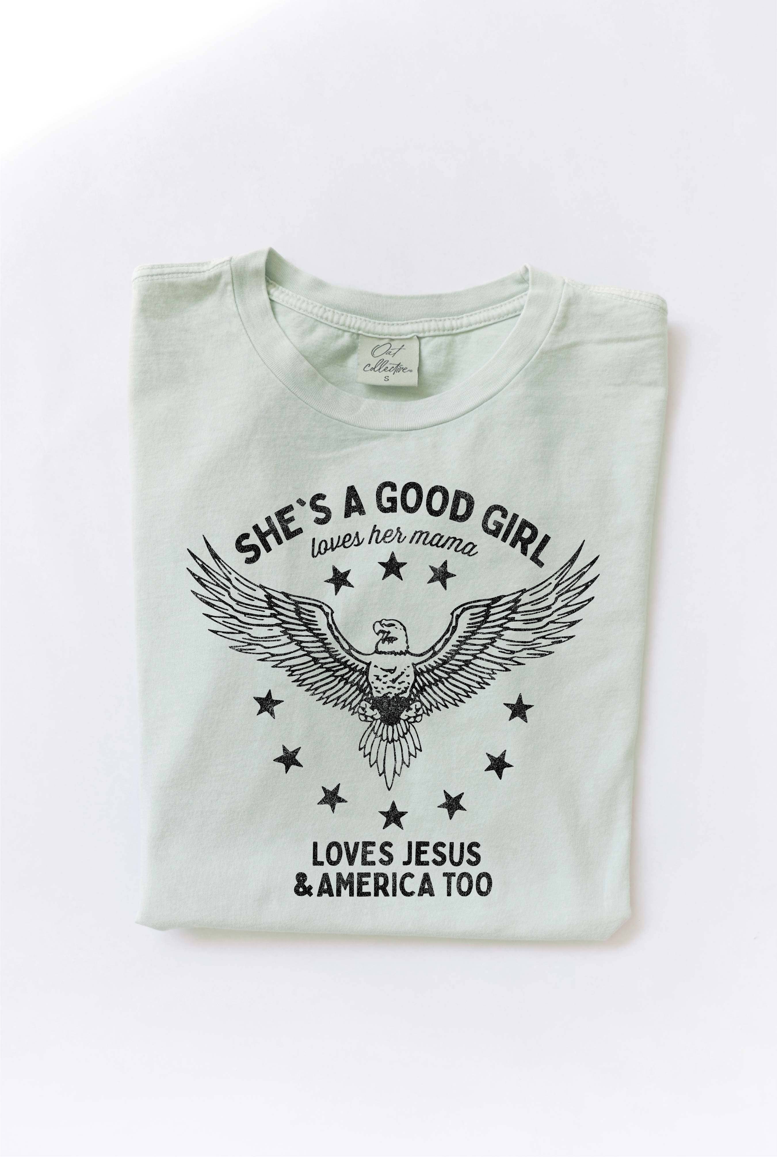 OAT COLLECTIVE - Vente T-shirt sérigraphié – femme - Haut graphique en tissu minéral délavé SHE'S A GOOD GIRL6