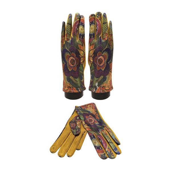 Access by Mediterranean Concepts - Wholesale Gloves - Women's - Artist Inspired Mustard Floral Texting Glove 0