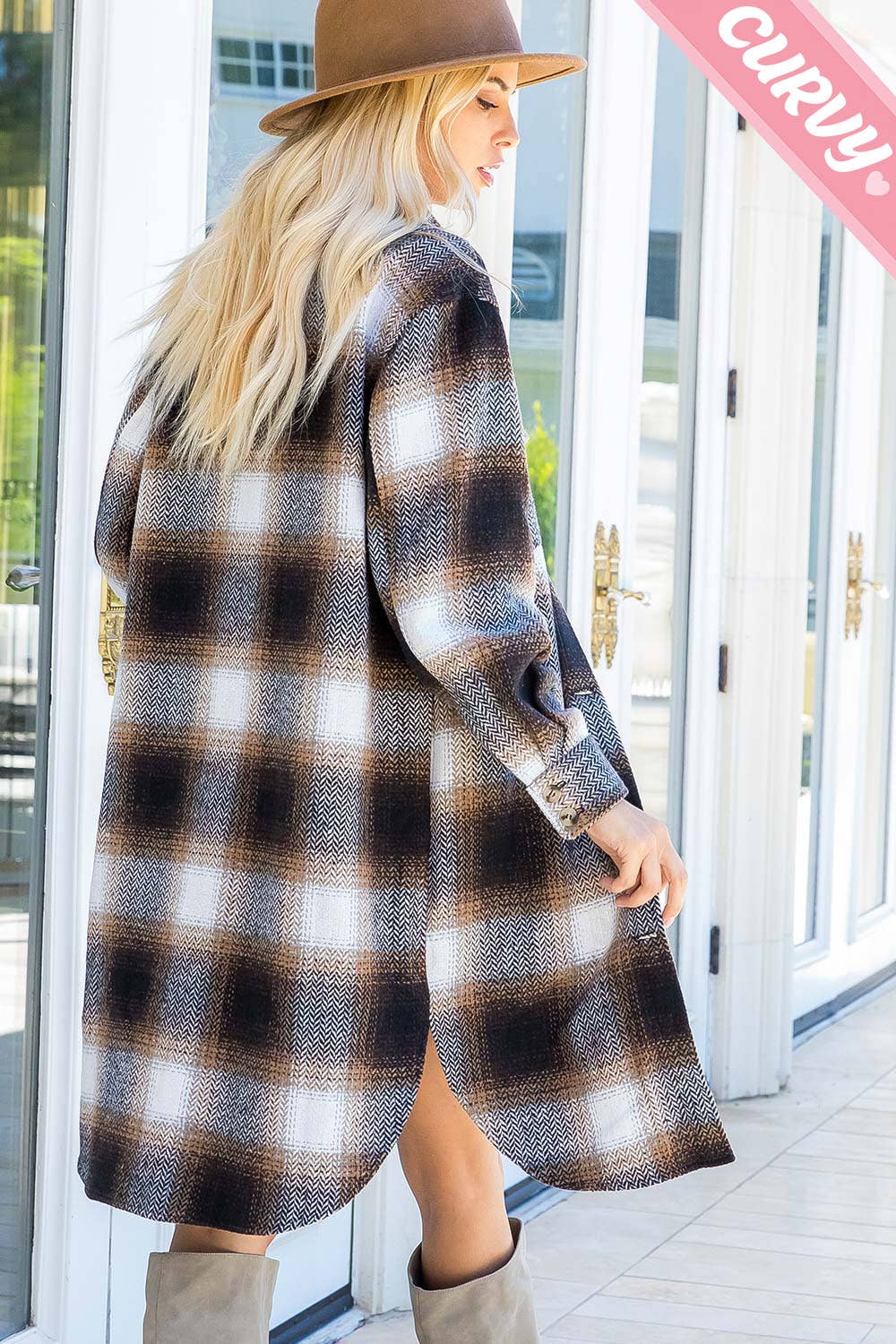 Sweet Lovely by Jen - Wholesale Shirt Jacket/Shacket - Women's - PLUS SIZE SHACKET /PLAID COAT27