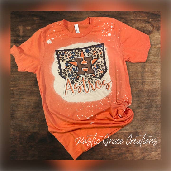 Houston Astros | Bleget T-shirt ❤️ for engroshandel hos Rustic Grace Creations