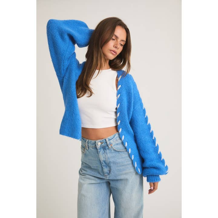 Stitch Detail Long Sleeve Sweater Cardigan for Cozy Elegance for wholesale by Apolline