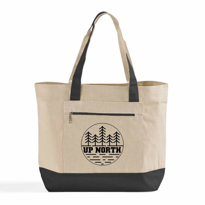 Up North Circle | Canvas-Tragetasche für den Großhandel von Fuzzy Loon Designs