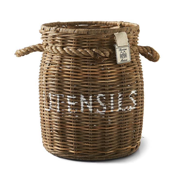 UNIQUE LOVE BRANDS LLC - Wholesale Utensil Holder - Riviera Maison Rustic Rattan Utensils Pot - Kitchen Storage