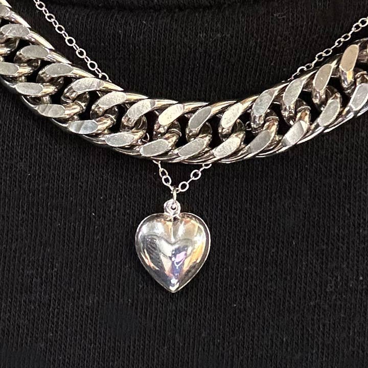 Collier Pendentif Charme Cœur Argent Sterling Ensemble Épais pour la vente par outofoffice