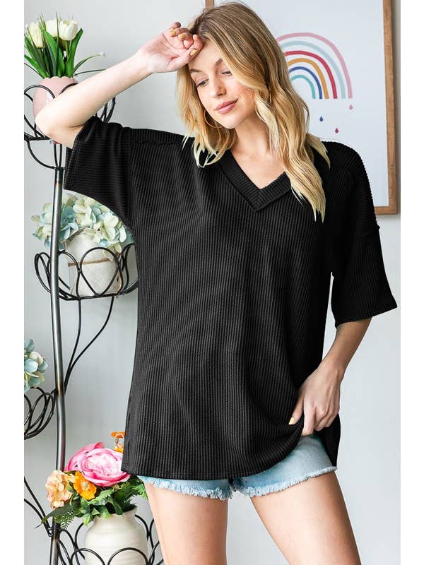 HEIMISH – wholesale Tunic – Women’s – ET7646-10 SHORT SLEEVE SOLID URBAN RIBBED TOP7