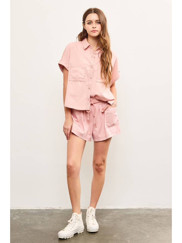 Mustard Seed - Wholesale Shorts - Women's - ELASTIC BANDED TIE FRONT POCKET SHORTS