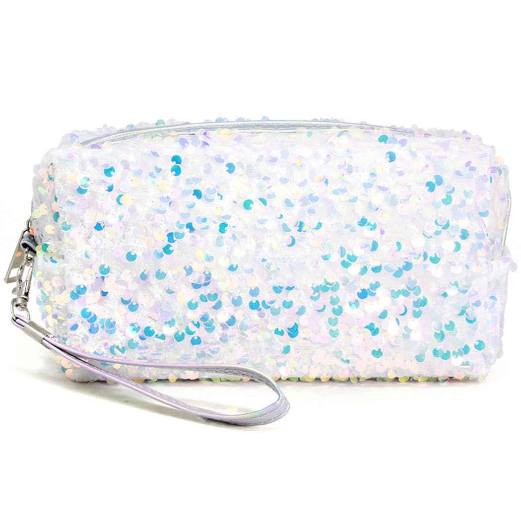 Fashion City - Wholesale Makeup/Cosmetic Bag - Sequin Zipper Cosmetic Pouch Bags w Strap10
