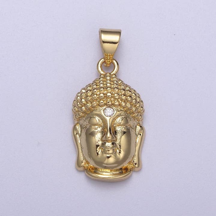 Buddha Head Gold Pendant Necklace Charm H-129 for wholesale by Aim Eternal