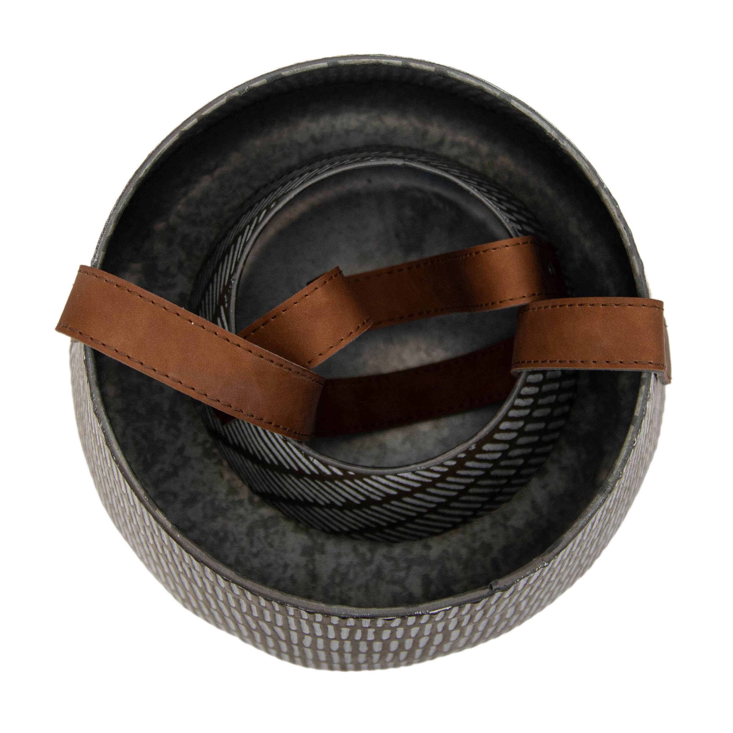 Foreside Home & Garden - Wholesale Basket - SALE - Sierra Set 2 Whitewashed Tapered Baskets Faux Leather3