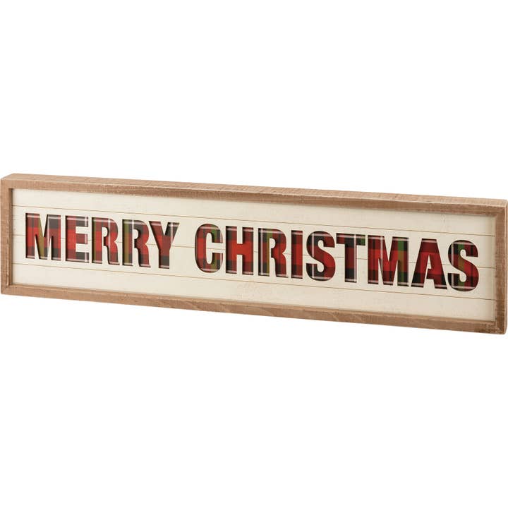 Merry Christmas Inset Slat Box Sign for wholesale by Primitives by Kathy