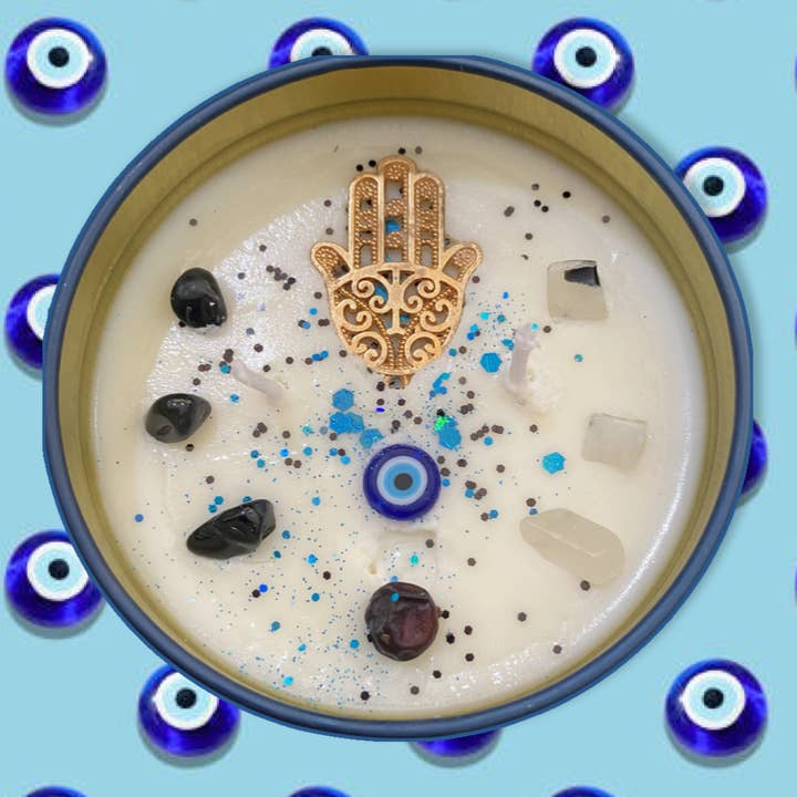 Raven’s Hearth - Wholesale Jar/Filled Candle - Evil Eye Candle | Protection | Spruce & Sandalwood | 8 oz