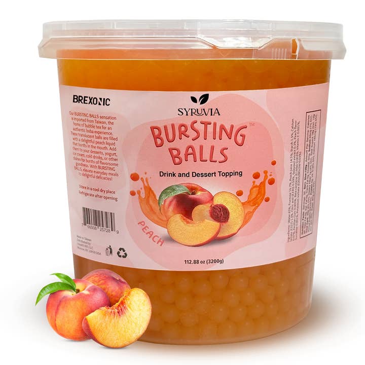 Syruvia - Wholesale Beverage Mix - 7 LB Peach Flavored Popping Boba