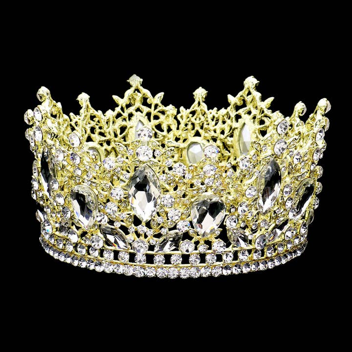 Sensibling Corp. – Großhandel Tiara – Damen – Marquise-Diadem mit Tropfenmuster und Blattdetail in Tropfenform1
