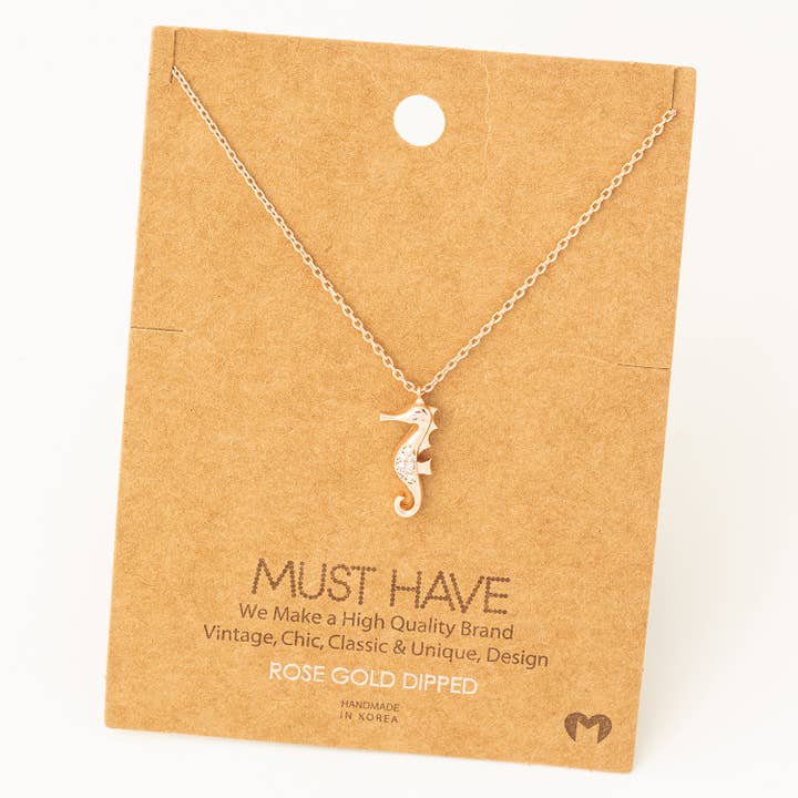 Fame Accessories - Wholesale Pendant/Charm Necklace - Mini Sea Horse Pendant Necklace