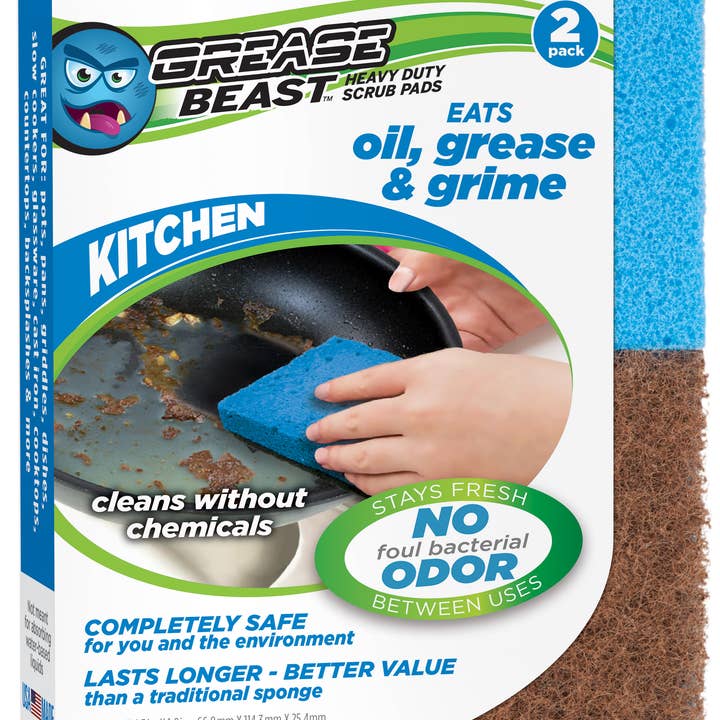 Pura Naturals – wholesale Cleaning sponge – Grease Beast Kitchen Scrub Pad