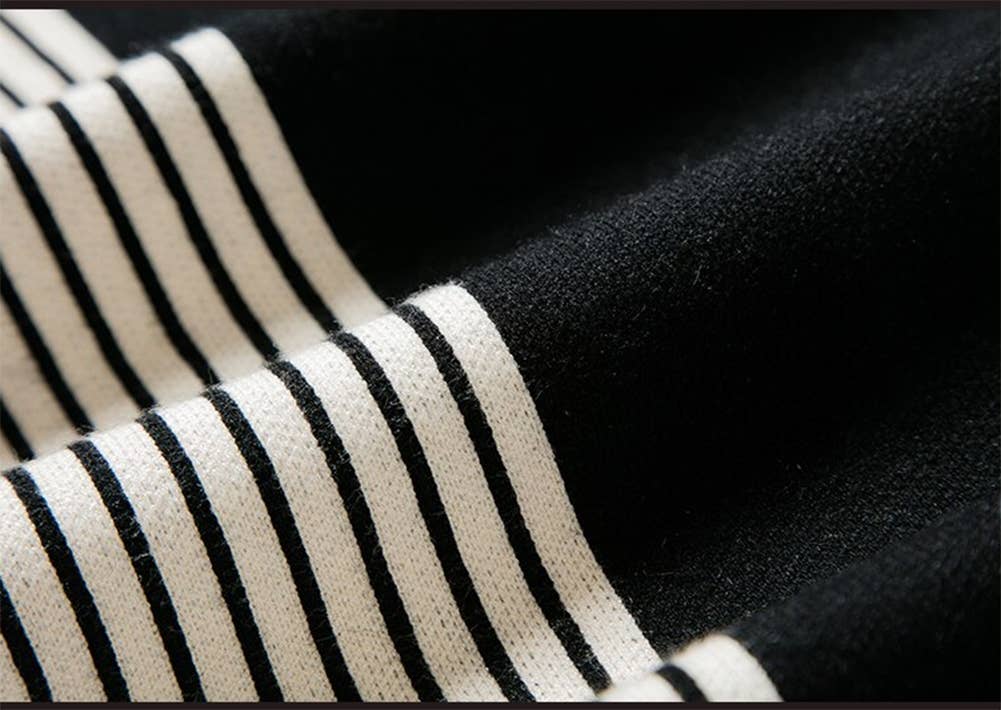 Fennco Styles – wholesale Poncho - Dam – Randig stickad pullover med fladdermusärm poncho-tröja12