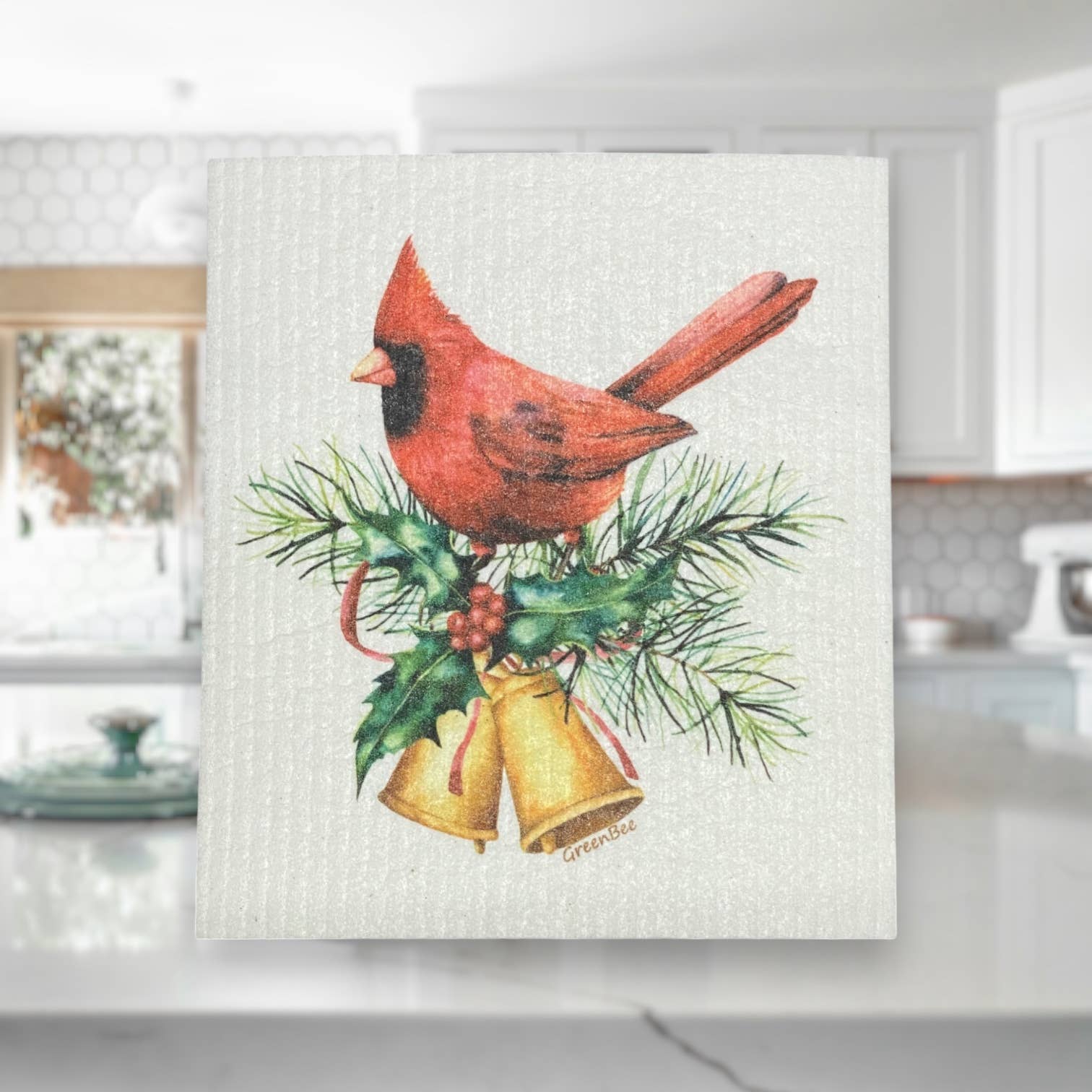Green Bee Tea Towels - Wholesale Dishcloth - Christmas Cardinal Towel | Kitchen Cloth |Swedish Dish Cloth1
