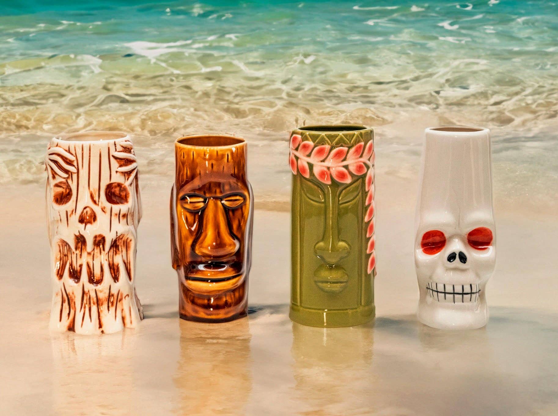 Lemonsoda - Wholesale Cocktail/Liquor Glass - Hard-Carved and Hand-Painted Tiki Mugs - Assorted Set (1pc)7