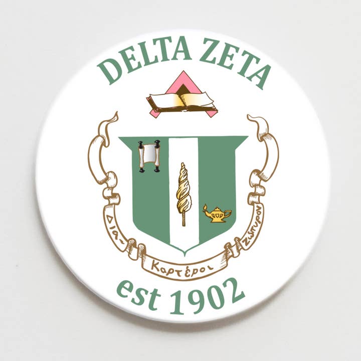 Delta Zeta Greek Crest Button - 2.25 inch for wholesale by Good Vibez Collegiate