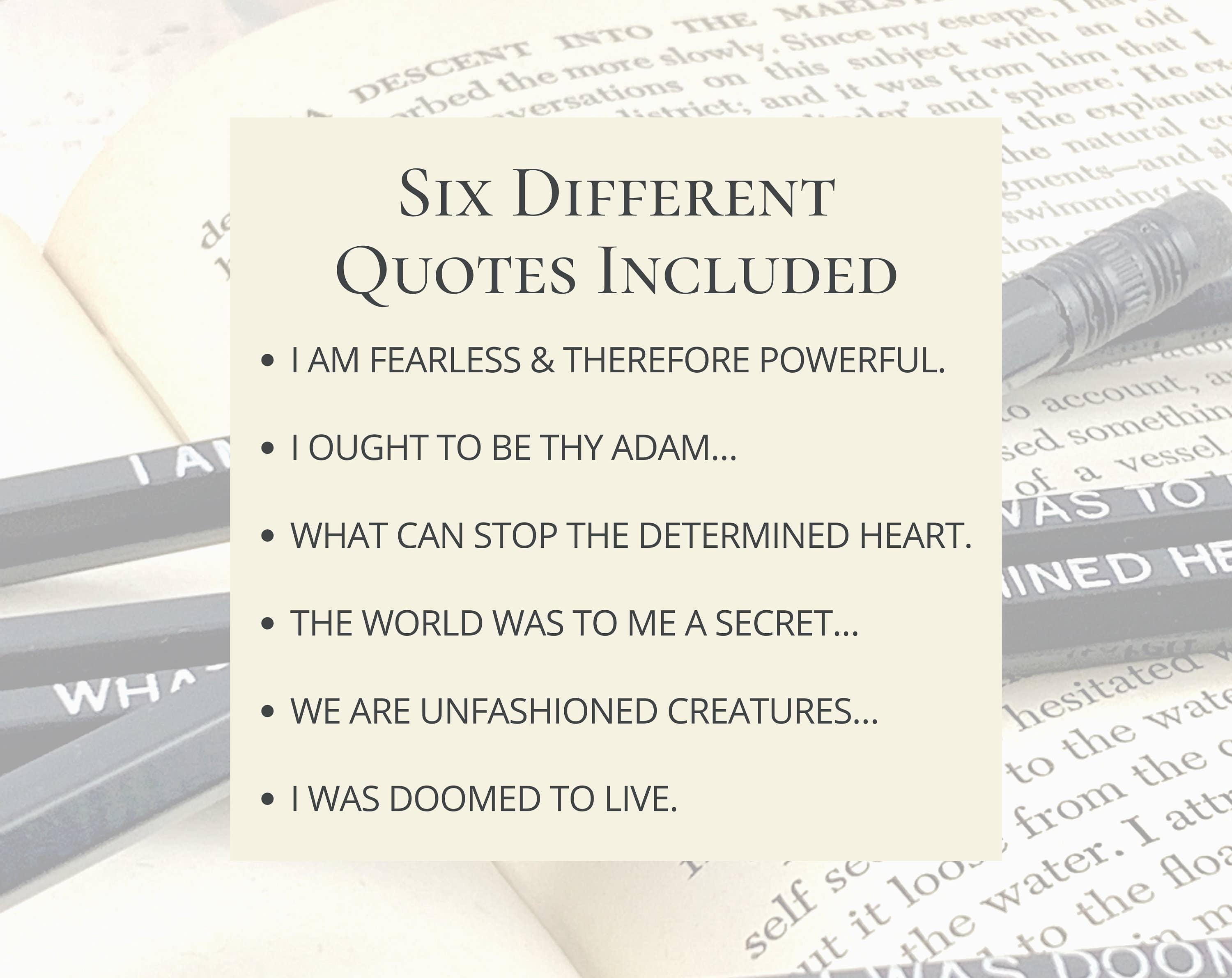 Lit & Whimsy – wholesale Pencil – Frankenstein Quote Pencils Halloween Gift, Mary Shelley Gift1