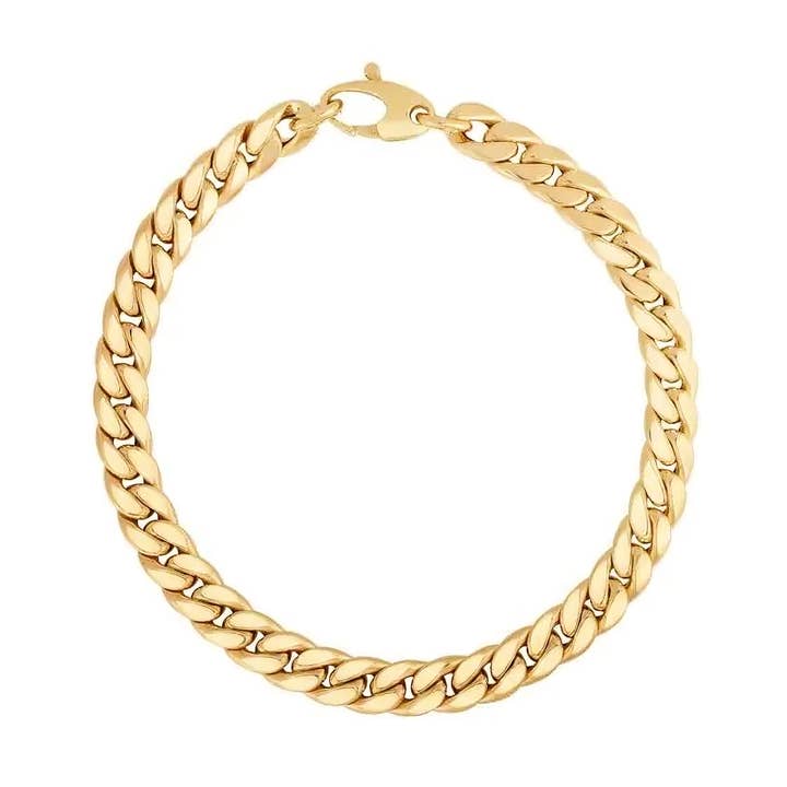 PureYou Jewelry - Wholesale Link & Chain Bracelet - 14k Gold Cuban Link Chain Bracelet, Gold Chain Bracelet