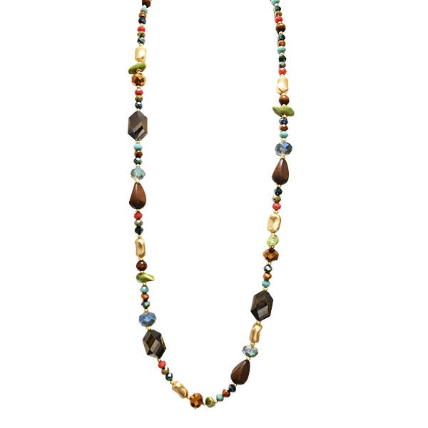 AMORINO SRL - Wholesale Beaded/Pearl Necklace - LONG NECKLACE WITH CRYSTALS AND STONES - HZM24144A2791