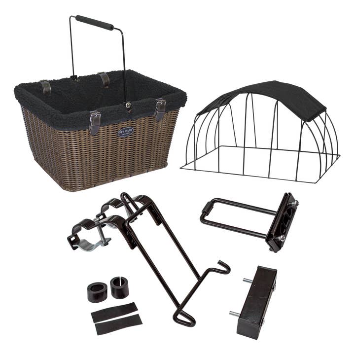 Travelin K9 - Vente Caisse de transport – chien - Panier de transport pour chien pour vélo | Panier pour chien en osier avec housse