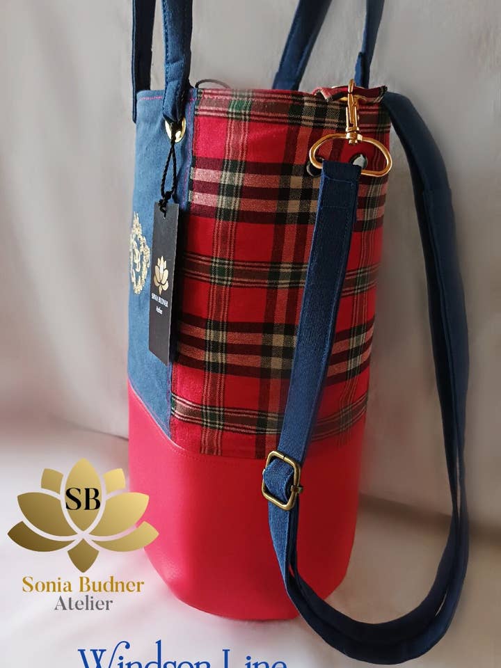Tote Bag - Red & Blue Windsor for wholesale by Sonia Budner Atelier
