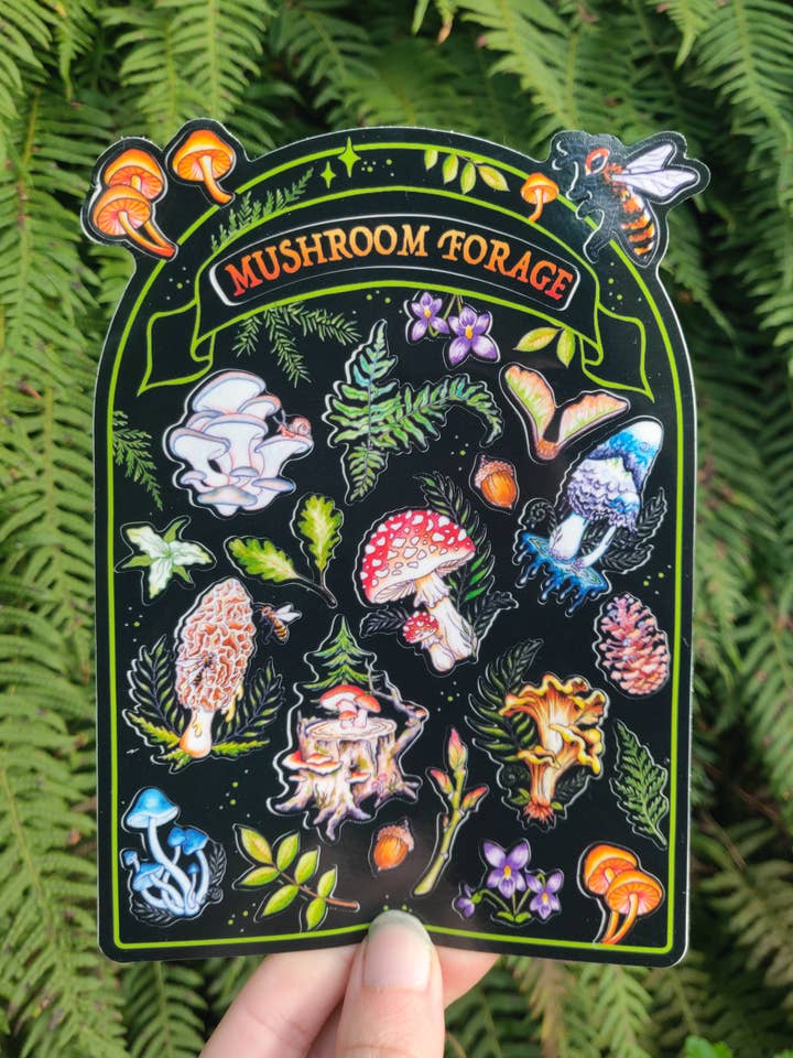 Hoja de pegatinas con forraje de hongos - PNW Nature Hiking Fern para venta al por mayor de Crafted from Scratch