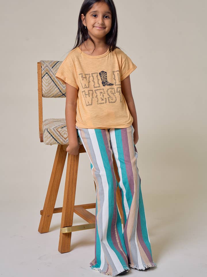 Saints & Hearts - Wholesale Jeans – Kids - SKIP6145A KIDS WESTERN STRIPED DENIM FLARES WITH POCKETS2