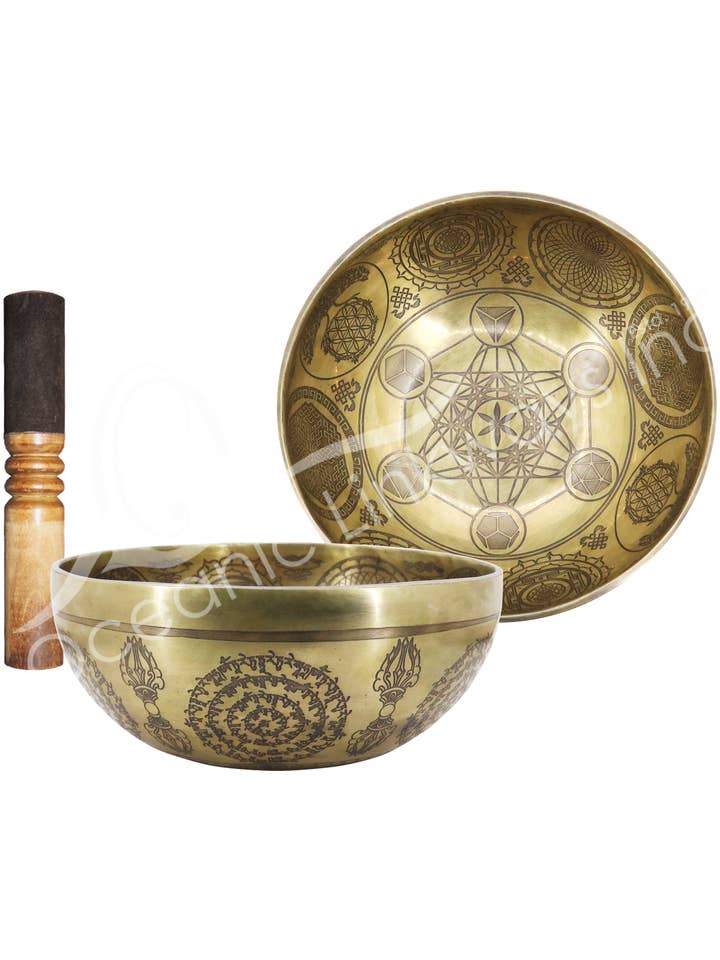 (KG)CIOTOLA CANTANTE - INCISO A MANO CUBO DI METATRON 8"DIAM. per la vendita all'ingrosso da parte di Oceanic Linkways Inc