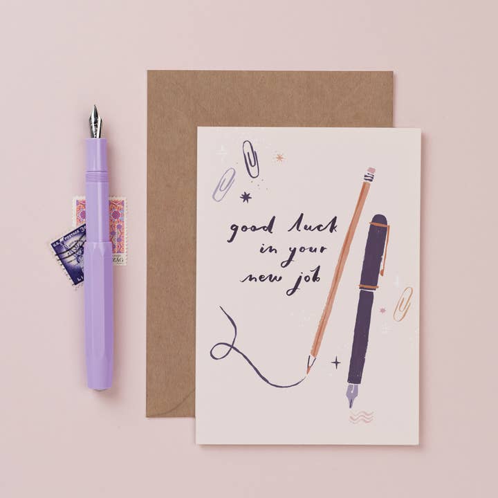 Sister Paper Co. – wholesale Gratulationskort – New Job Pencil Card | Nytt jobbkort | Grattis kort