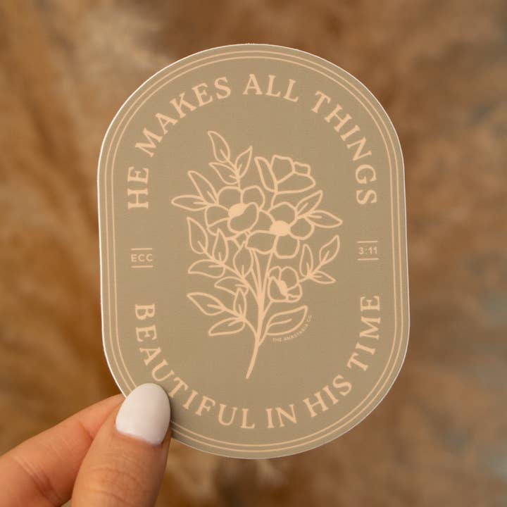 He Makes All Things Beautiful Floral Sticker - Green for wholesale by The Anastasia Co