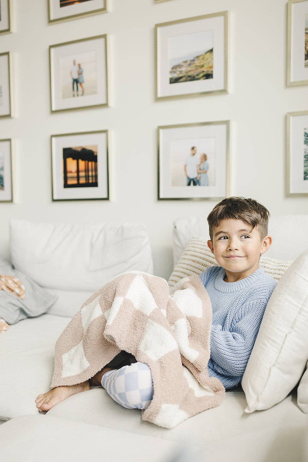 Lucky Panda Kids - Wholesale Bedding Blanket - Kids & Baby - Checkered Plush Baby Blanket | Latte3