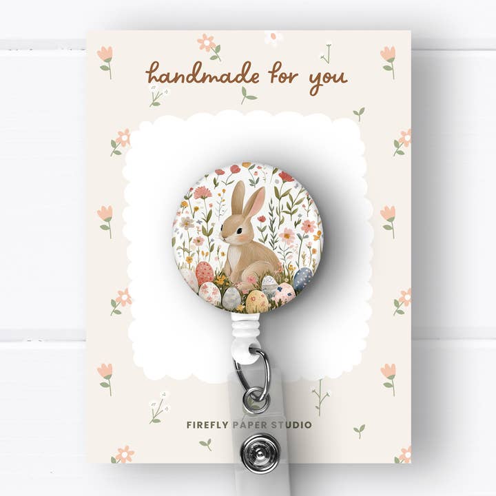 Easter Bunny Badge Reel for wholesale by Firefly Paper Studio, LLC