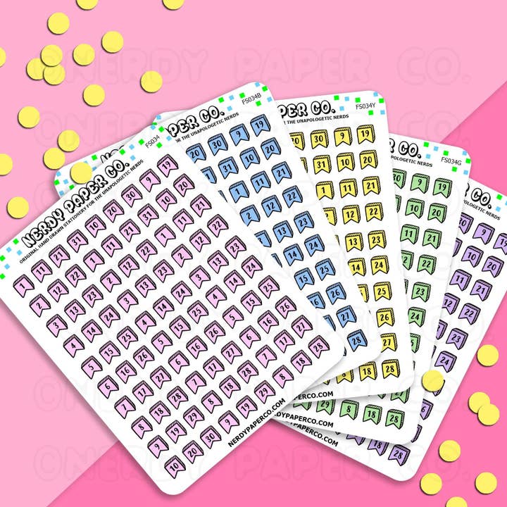 BANDEIRAS DE CAPA DE DATA - Autocolantes de Planner Inspirados em Feiticeiros Desenhados à Mão - FS034 por atacado de NERDY PAPER CO.