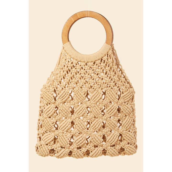 Boho-Tasche mit geflochtenem Holzgriff für den Großhandel von Anarchy Street