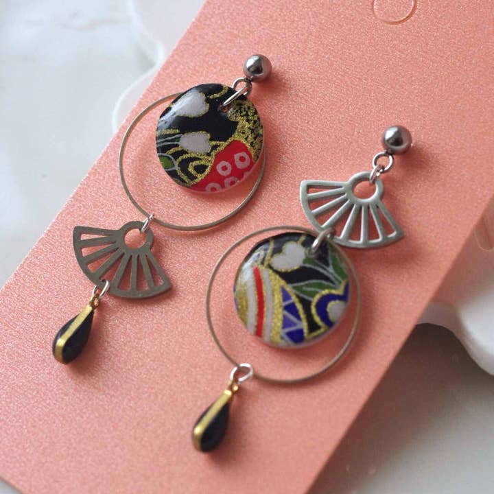 Brincos assimétricos em aço inoxidável por atacado de MayaGami Création