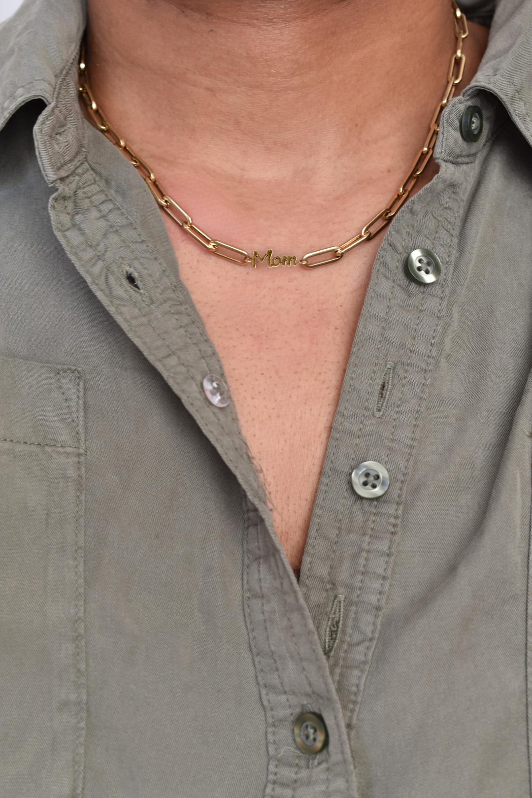 Liv Evon Designs - Wholesale Pendant/Charm Necklace - Paperclip Chunky Mom Necklace SS1