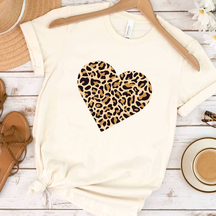 Leopard Print Heart Shirt for wholesale by Daily Prints