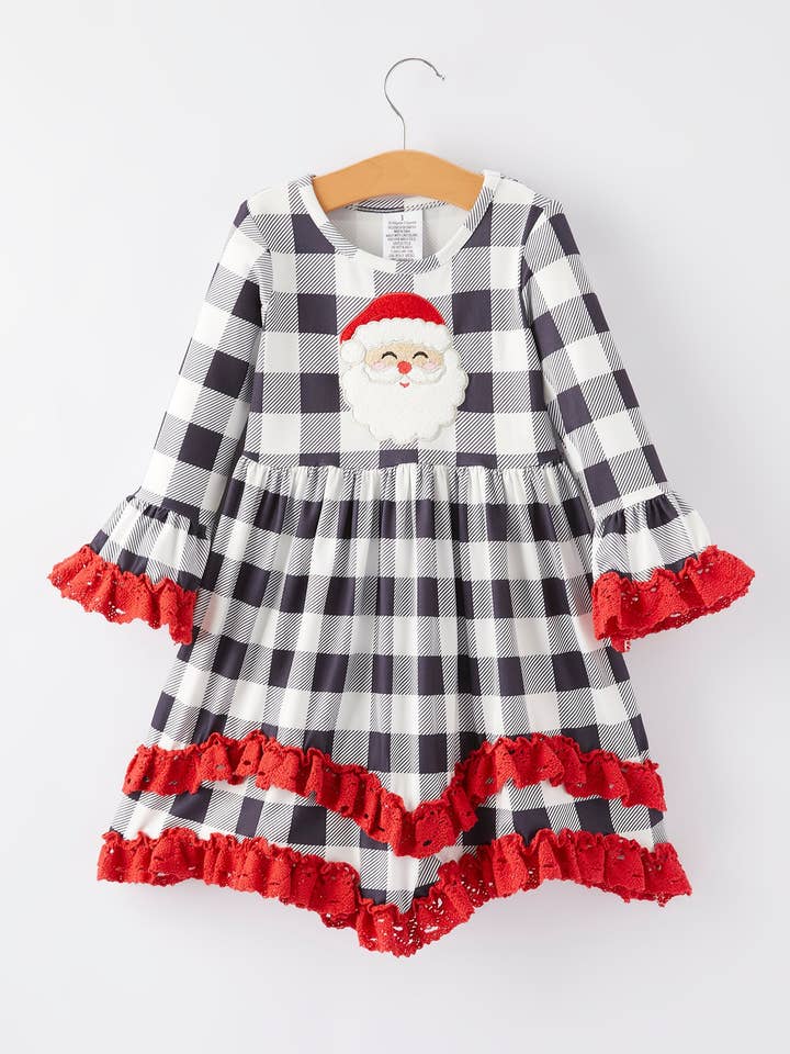 Rylee Faith Designs - Wholesale Dress - Kids - Girls Christmas Applique Long Sleeve Dress