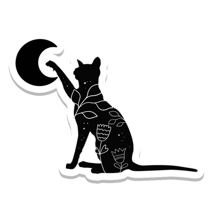Black Cat | Moon | Witch | Waterproof Sticker | 3.3" for wholesale by Rebel and Siren Stickers