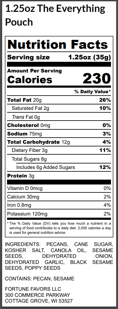Fortune Favors - Wholesale Nuts - 1.25oz Fortune Favors The Everything Candied Pecans3