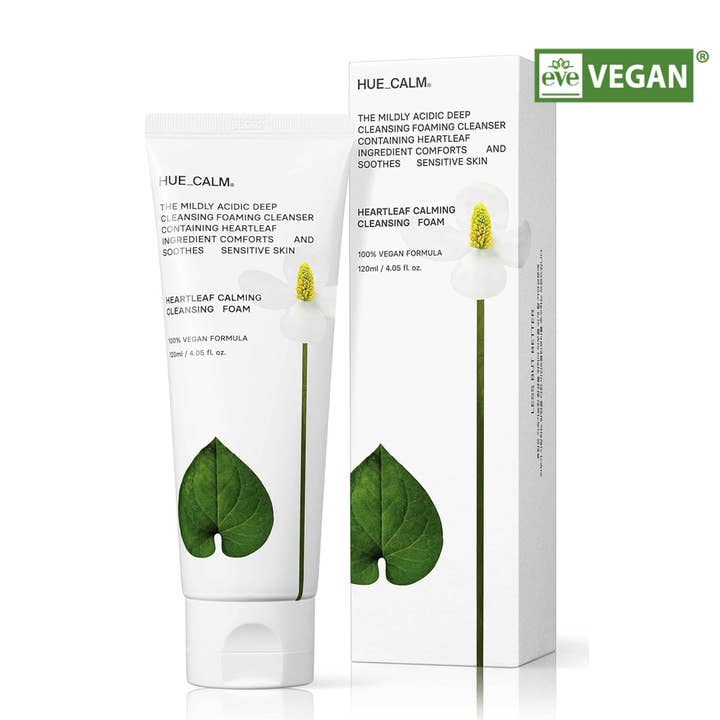 Huecalm Heartleaf Calming Cleansing Foam 150ml, Vegan-certified – K-Beauty Wholesale in US for wholesale by K-Beauty Direct
