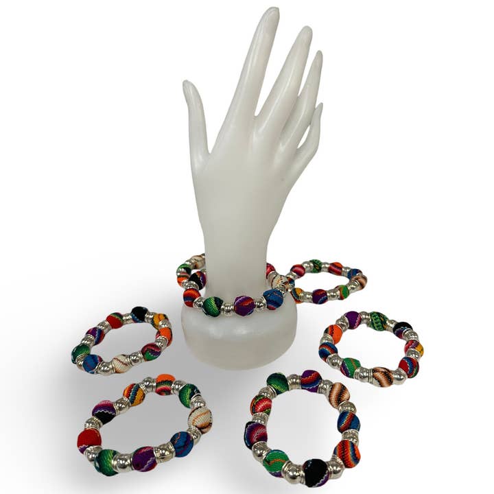 Sanyork Fair Trade - Wholesale Beaded Bracelet - Inca Manta Beads Elastic Bracelet Hand Made Multicolor2