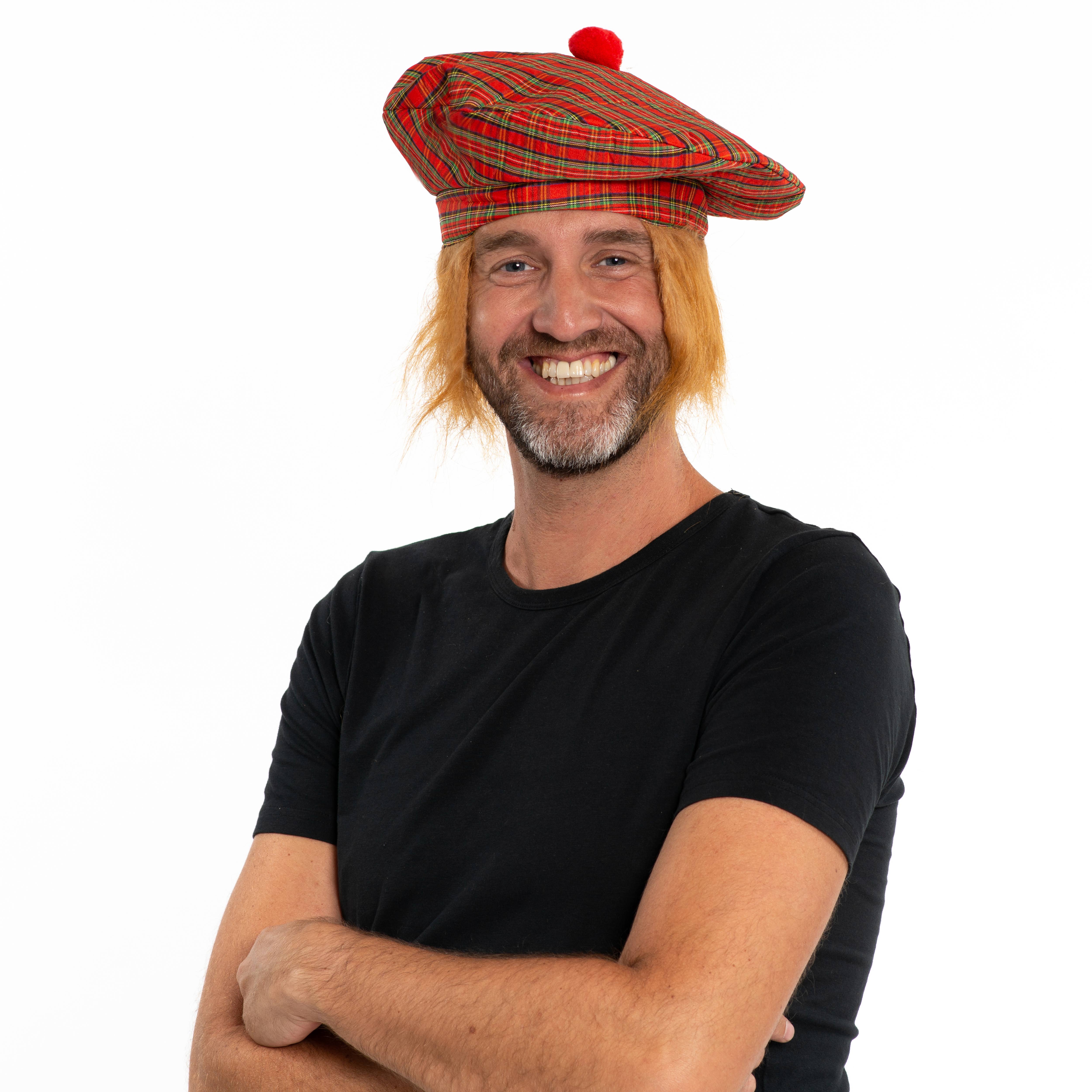 Partychimp – wholesale Party hat/crown – Scottish Baret with Hair - Party Accessory1