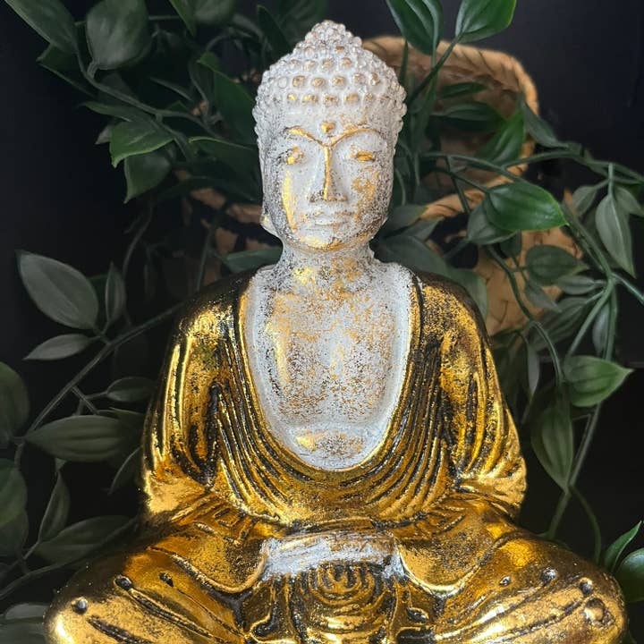VIE - Wholesale Decorative Figurine - Gold and White Sitting Buddha, 14cm4
