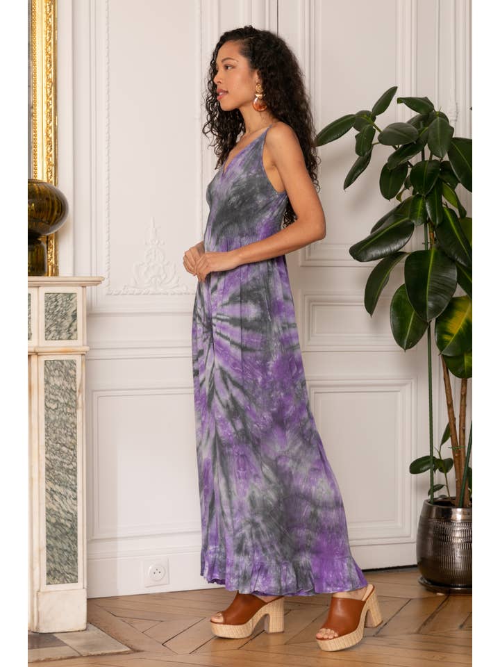 Viola/grigio Tuta tie and dye con pantaloni fluidi in vendita all'ingrosso su Faire3