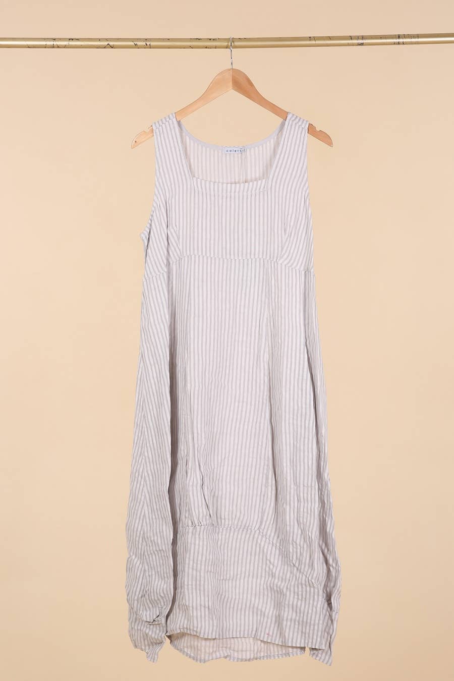 la maison des fibres naturelles - Wholesale Dress - Women's - Sleeveless striped dress 6223stripe 100%LINEN17