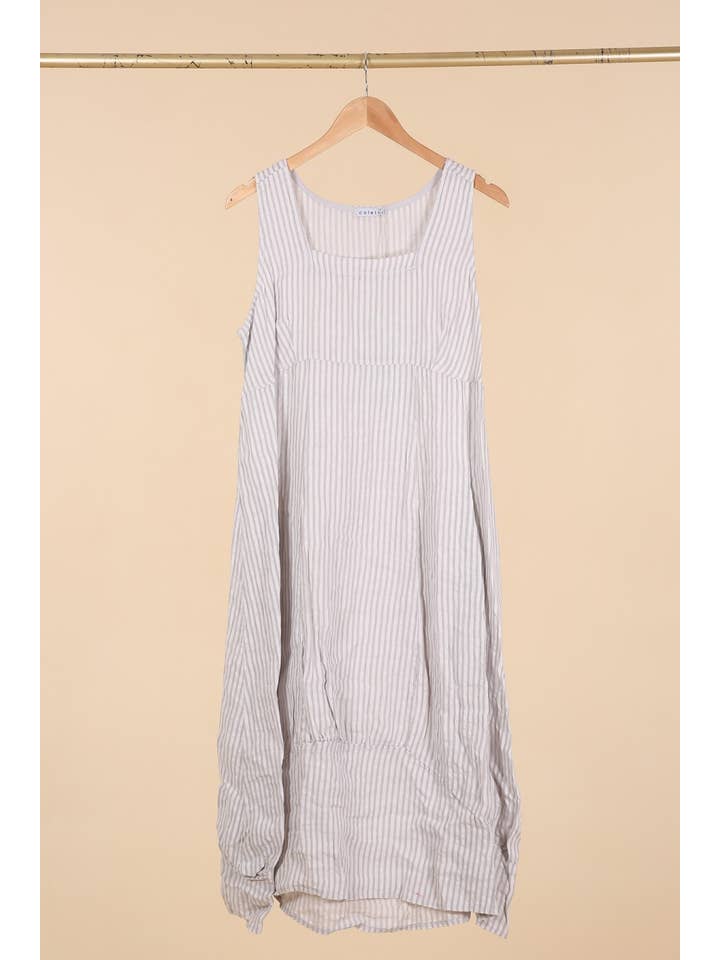 la maison des fibres naturelles - Wholesale Dress – Women's - Sleeveless striped dress 6223stripe 100%LINEN17